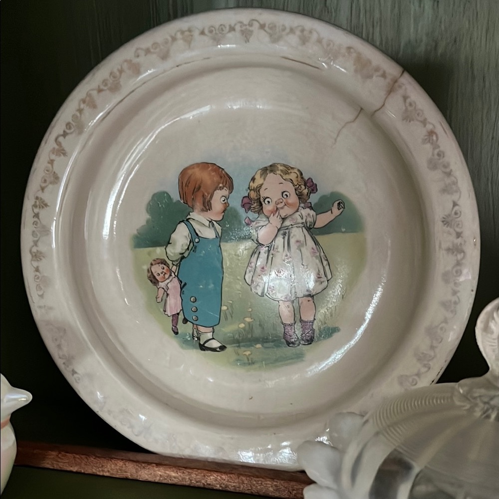 Antique DE McNicol Liverpool UK Nursery Plate Children’s Illustration